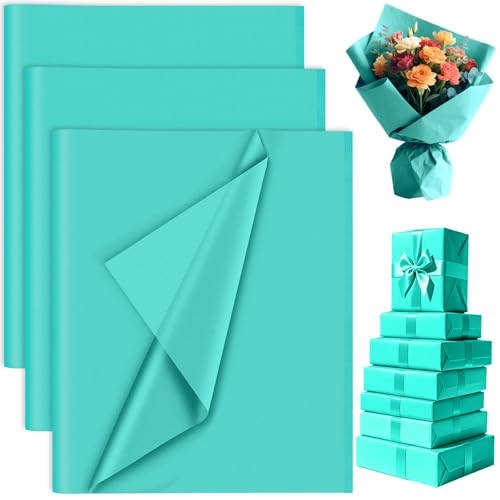 60 Sheets Teal Tissue Paper Bulk PLULON Gift Wrapping Tissue Paper for Packaging 14 x 20inches Art Crafts for Gift Bags Decorative Floral Wedding Birthday Party Decor