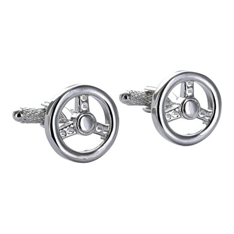 Onyx Art London Silver Steering Wheel Cufflinks Cover