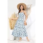 GRACE KARIN Womens 2025 Summer Maxi Dress Sleeveless Floral Spaghetti Strap Smocked Boho Beach Long Dress with Pockets - Image 2