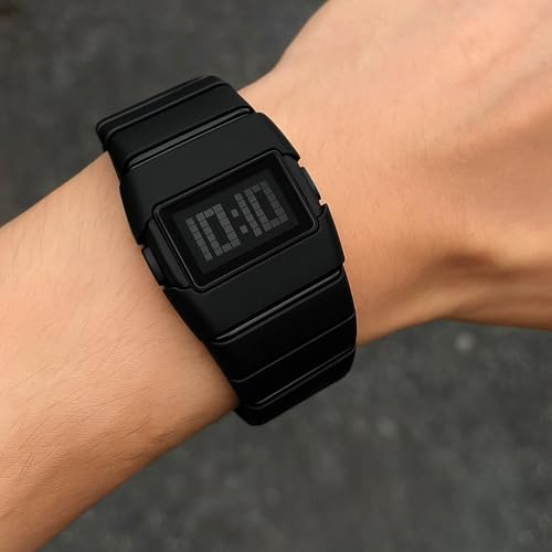 Image of Shocknshop Digital Sleek Minimal Design Multifunctional Electronic LED Black Dial Unisex Wrist Watch for Men Women -WCH376