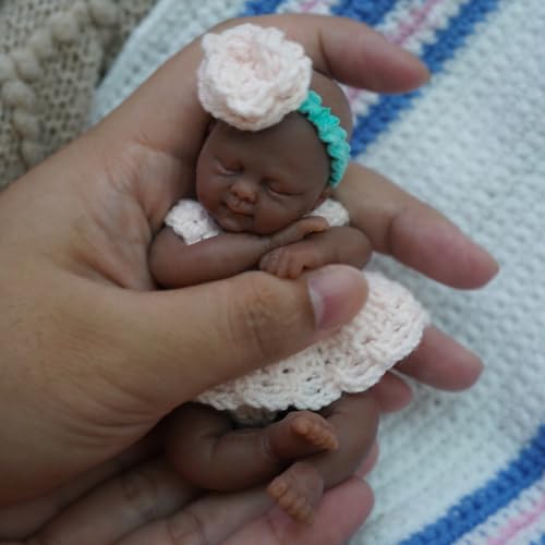 Muñeca bebé reborn de silicona mini 4.5 pulg miniatura 5