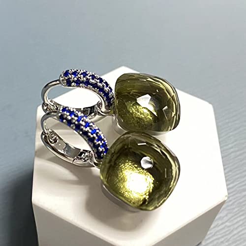 Boucles d'oreilles topaze bleue de Londres et zircon pour femme HJMMHX