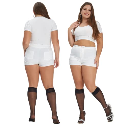 MANZI Plus Size Knee High Stockings for Women 6 Pairs Sheer Nylons4