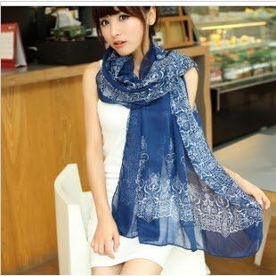 Metro Shop The Silk Floss Porcelain Style Thin Section Women Scarf Shawl.