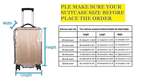 FABULWAY Clear PVC Suitcase Cover - Thick, Transparent, Waterproof & Dustproof - Wheeled Luggage Protector (20\") - Thumbnail 4