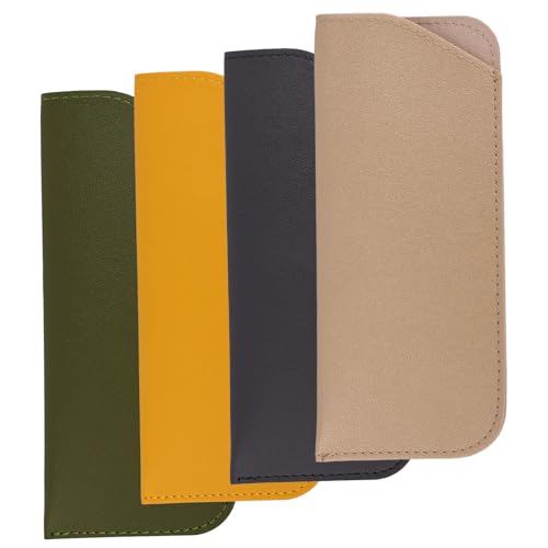 Image of SAVITA Soft Leather Glasses Cases, 4 Pcs Slim Reading Eyeglasses Case Glasses Case Sunglasses Pouch Safety for Women Men,