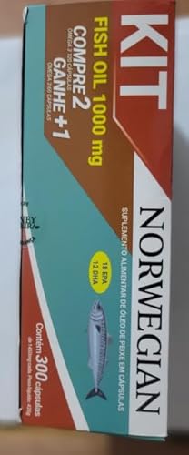 Kit Fish oil 1000mg Norwegian 18 EPA 12 DHA 300 capsulas de 1450 mg cada