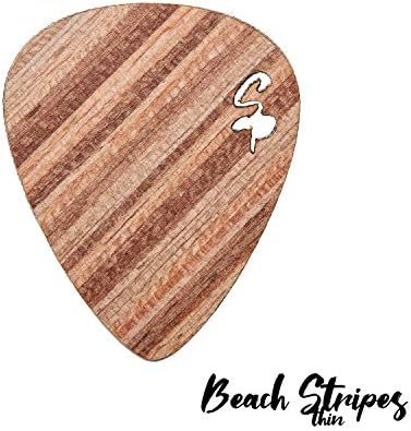 Stickpick | Zestaw 7 elastycznych kostek gitarowych ze szlachetnego prawdziwego drewna | do gitar elektrycznych, akustycznych i basowych o różnych grubościach | w wysokiej jakości puszce aluminiowej | Made in Germany