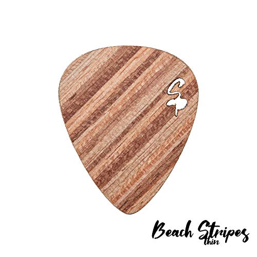 Stickpick® | Set mit 7 flexiblen Gitarrenplektren aus edlem Echtholz | für E-, Akustik, und Bass-Gitarren in verschiedenen Stärken | in hochwertiger Aluminiumdose | Made in Germany