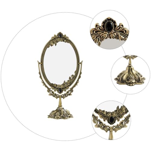Miroir cosmétique de style rétro verre HD métal antirouille café - 4