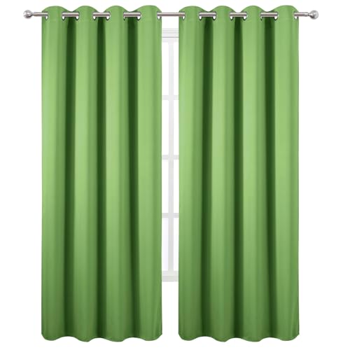 Image of LEMOMO Blackout Curtains 52 x 90 Inch Long Light Green Curtains Set of 2 Panels Room Darkening Curtains for Bedroom and Living Room