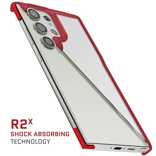 Image of Ghostek Covert Galaxy S23 Ultra Clear Phone Case with Military Grade Shockproof Protection, Non-Slip Grip, Protective Silicone Cover Designed for 2023 Samsung Galaxy S23 Ultra (6.8 inch) (Red)