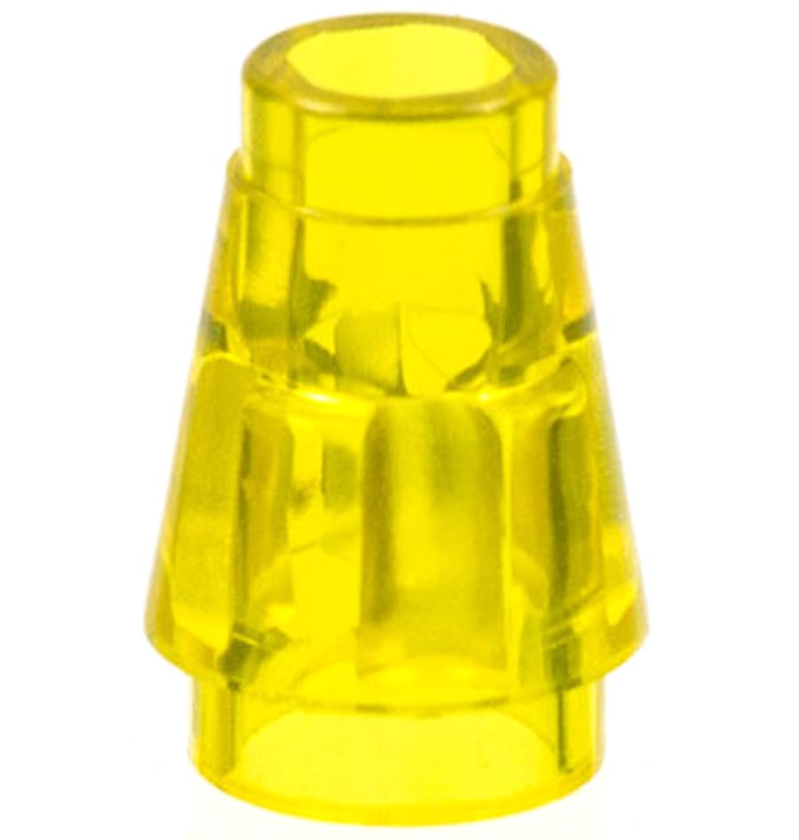 LEGO Cone Building Block, 1 x 1 with Top Groove, Part 4589b (Trans-Yellow, 100, Bricks) โ image 1