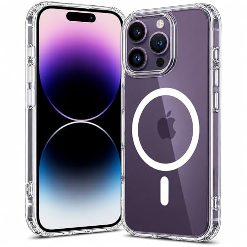 DIZORO Magnetic Clear Case Compatible with iPhone 14 pro, Anti-Yellow Transparent Protective Cover, Shockproof Slim Fit Phone Case