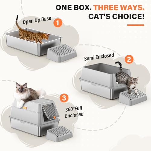 Arenero para gato de acero inoxidable grande con pala miniatura 5