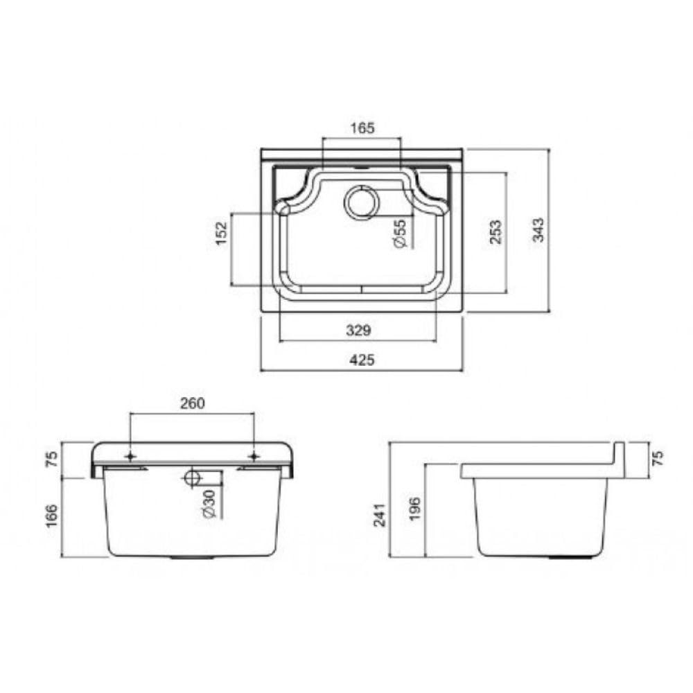 San Marco Mueble lavadero ahorra espacio de PVC 42,5 x 35 cm con lavabo