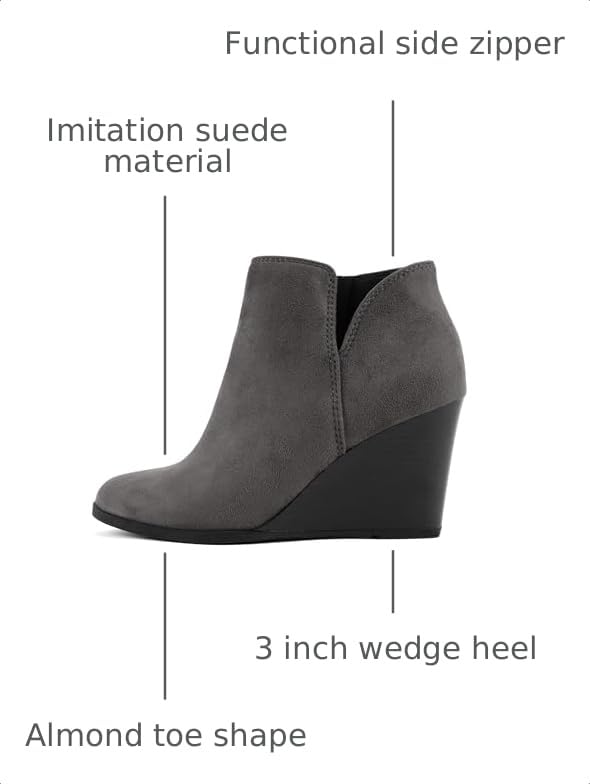 Image of Soda Ability - Mid Ankle Bootie w /Split Shaft and Zipper Stacked Wedge Heel