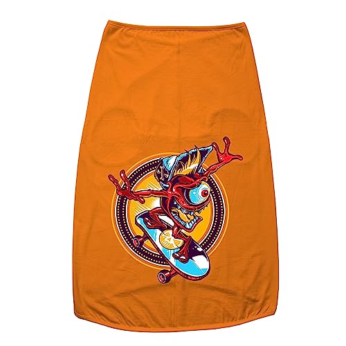 Image of Dog T-Shirt Cali Skater Printed Round Neck Sleeveless Tank /Tee Comfort, Breathable, Lightweight Dog Clothes /Apparel for Small /Medium and Big Dogs Breeds.(Orange /XXL)