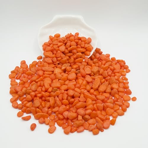 Image of Orange Pebbles for Crafts, 0.9 Pound Natural Polished Aquarium Gravel, Decorative Pebbles for Indoor Plants, Turtle Tank, Vase, Succulents Cactus, Garden Landscaping