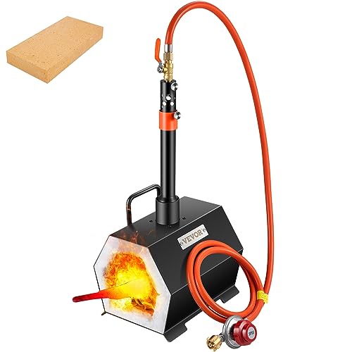 VEVOR Forja de Propano de Gas 250 x 215 x 190 mm Forja de Cuchillos de Propano Horno de Forja Hexágono con 1 Quemador, Alta Compatibilidad, Impresionante Aislamiento y Protección para Herreros