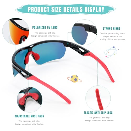 Image of Kids Sunglasses Polarized Youth Baseball Softball Cycling Sports Sun Glasses Boys Girls