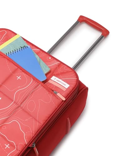Image of Topo Celeb Medium Check-in Luggage - Sustainable Soft Polyester Travel Trolley Bag, 8-Wheel Spinner Suitcase with Shock Absorbing Lugs - Medium (Red)