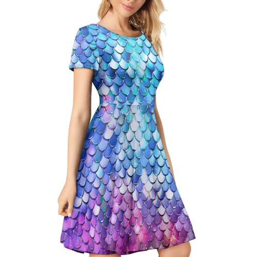 Image of Biyejit Women's Summer Casual Short Sleeve T-Shirt Swing Dress Crew Neck Plus Size S-4XL