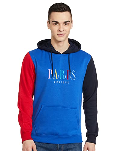 Image of The Indian Garage Co Men Regular Fit Placement Embroidery Overhead Hooded Sweatshirt