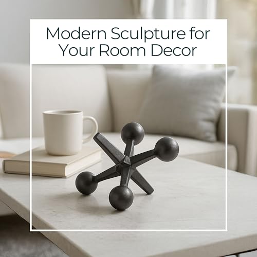 Objeto Decorativo Negro de Metal Jacks, Escultura Abstracta Moderna miniatura 4