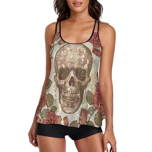 Robe de Plage Tankini Rose Crâne Vintage pour Vos Journées Ensoleillées et Spa