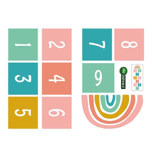 Adhesivo De Rayuela   PVC De 51,18 Pulgadas | Adhesivo Para Suelo De Celosía | Pegatinas Coloridas Para El Suelo | Calcomanías De Juegos Educativos Para Niños | Tapete De Juego Con Calcomanías Para Di