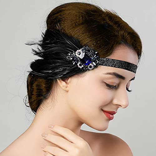 Asooll Feather Headband Flapper Headpiece Gatsby Vintage Hair Accessory for Women and Girls