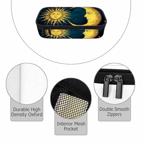 Image of Sun Moon Pencil Case Gold Stars Sky Astrology Constellation Pencil Bag Pouch Box Organizer for College School Students Boy Girl
