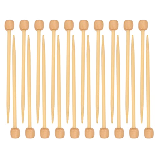 EXCEART 20 Pcs Madeira Knitting Agulha Único Ponto Tecelagem Hastes de Agulha de Madeira Marcação Pi