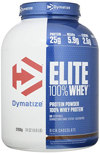 Dymatize Elite Whey Rich Chocolate 2,1Kg - Pulverizador de alta Poteína y Baja Azúcar + Proteína de Suero y BCAA