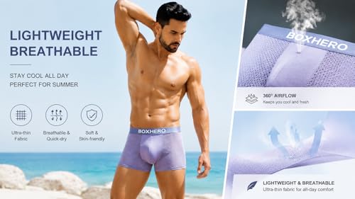 Image of Boxhero [2026 Upgrade Bamboo Boxer Briefs- Breathable Mens Underwear, Built-in with 3D Pouch Comfortable Underwear for Men
