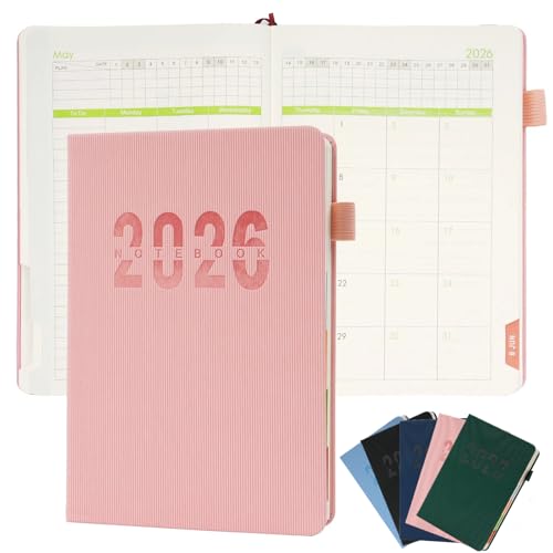 RUISTLI Agenda 2026 Diario,Agendas Libreta Notebook Diaria Planner 2026,Pestañas de Enero a Diciembre,Tamaño A5 (21.1*14.5cm),Agendas Planificador...