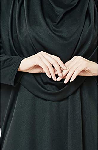 EDUS Women Abaya with Prayer Rug, Muslim Prayer Clothes for Women, Islamic Clothes Farasha, Long Muslim Dresses Hijab Bonnet, Black 2, XXX-Large - Image 4