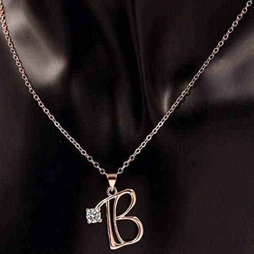 Preisvergleich Produktbild CKAWM Halskette Halskette Elegante Buchstaben Anhänger Halskette Kristall Halsketten Minimalistische Halskette Größe 40Cm