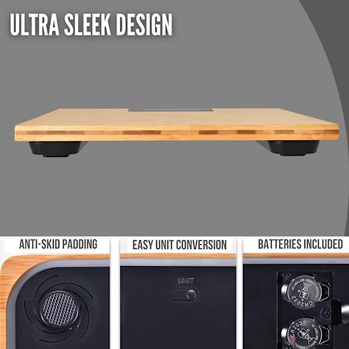 Deluxe Bamboo Bathroom Scale With Backlit Large Display - 400Lb Capacity #TOP4