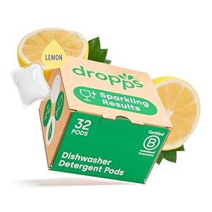 Dropps UltraWash Power Biobased Dishwasher Pods, Lemon Citrus (32 Dish Tabs) – Deep Clean Dishwasher Detergent Tablets for Sparkling Shiny Dishes – No Rinse Aid or Pre-Wash Needed