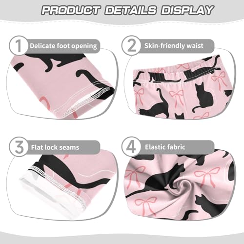 Cats and Bow Girls Leggings,Workout Leggings for Girls Toddler Athletic Legging Size for 3-10T3