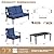 SunloungeCo 4-Piece Patio Furniture Set, Wider Outdoor Metal Seating Sofa with High Back & Loveseat, Coffee Table, All Weather Metal Conversation Set for Backyard, Poolside, Deck-Navy