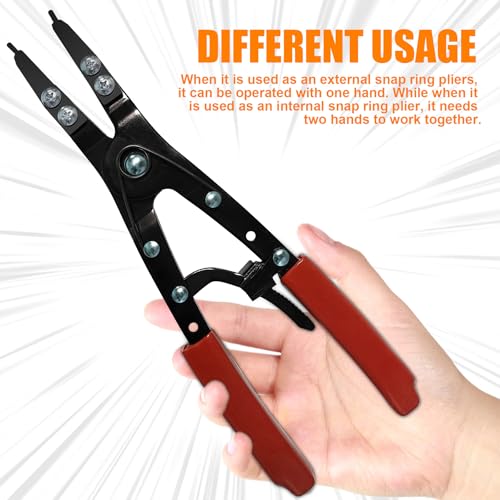 Image of 38700 Spindle Snap Ring Pliers External, 10 inch Large Snap Ring Pliers Heavy Duty Circlip Pliers Car Repair Tools Kit for for Ford SD Uninstall Remove Tools with Ratchet Locking 2026 Upgraded (Red)