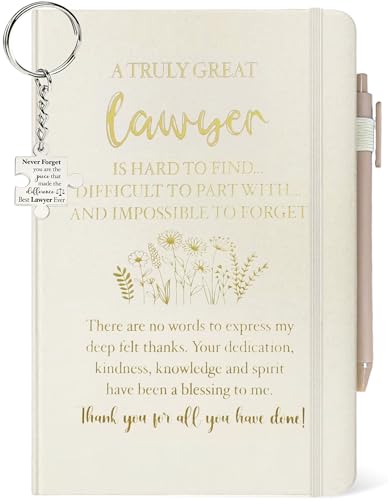 Lawyer Appreciation Gifts for Women, Lawyer Journal Biege 200 Pages Notebook A5 Lined with Pen, Best Lawyer Ever Keychain, Thank You Gifts for Female Attorney Lawyer Birthday Christmas