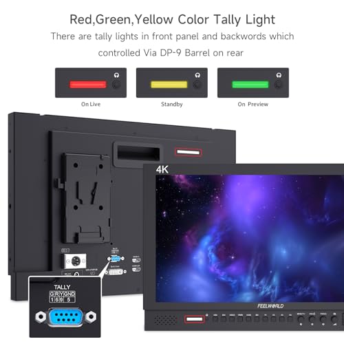 Image of FEELWORLD 17.3 Inch 1920x1080 Resolution 4K HDMI 3G-SDI Input and Output Broadcast Production Monitor, Desktop Director's Monitor with YPbPr, Video