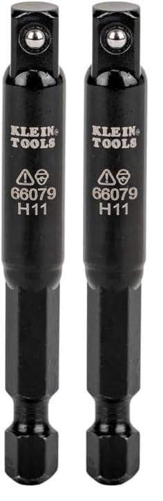 Image of Klein Tools 66079 Impact Flip Socket Adapter, Small 1 /4 to 1 /4 -Inch Hex Adapter, Use with Klein Tools Flip Impact Socket Set 66070 (Pack of 2)