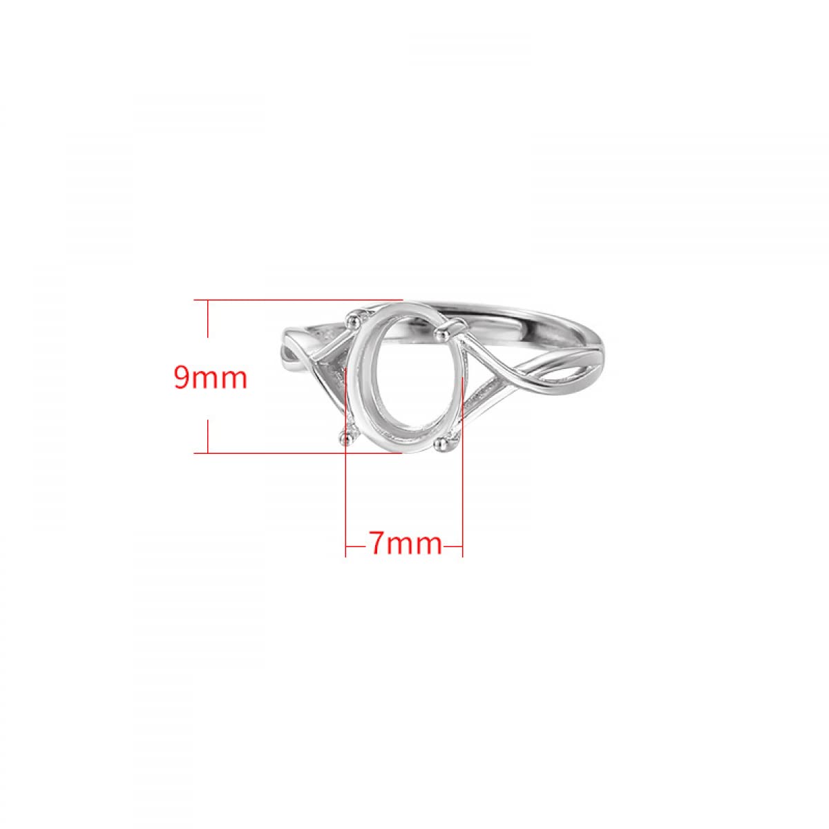 925 Silver Adjustable Ring Base Blank fit 7X9mm Oval Cabochon Gemstone Mounting Setting DIY Ring Finding Jewelry Making Gift for Women(Platina Color)