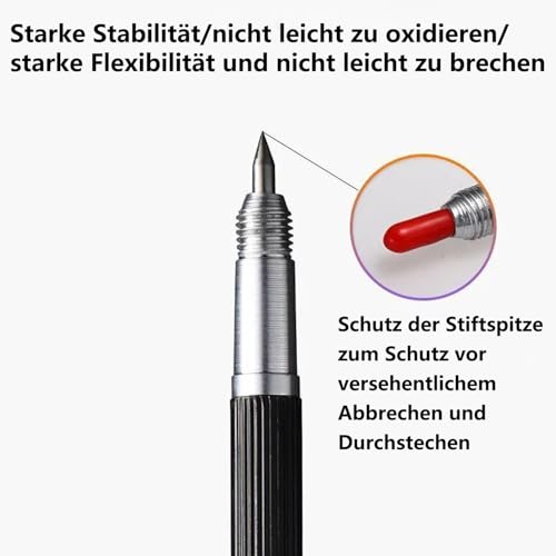 QZKJQDD 2 Stück Anreißwerkzeug Set, Anreissnadel aus Wolframstahl, Reißnadel für Metall, Gravierstift mit roter Schutzhülle, zum Anreißen und Gravieren von Metall, Glas, Keramikfliesen