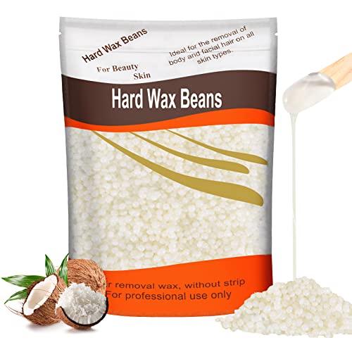 Hard Wax Beads for Hair Removal, Yovanpur Wax Beans For Sensitive Skin, Wax Beads for Brazilian Waxing, Bikini Face Eyebrow Back Chest Legs, At Home Pearl Wax Beads For Men Women, 300g (10 Oz)/bag with 10pcs Wax Spatulas (Coconut)